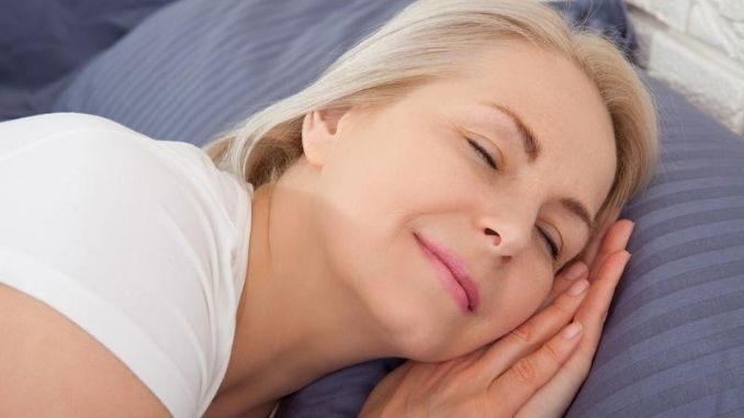 middle woman sleep close her eyes smile sleep